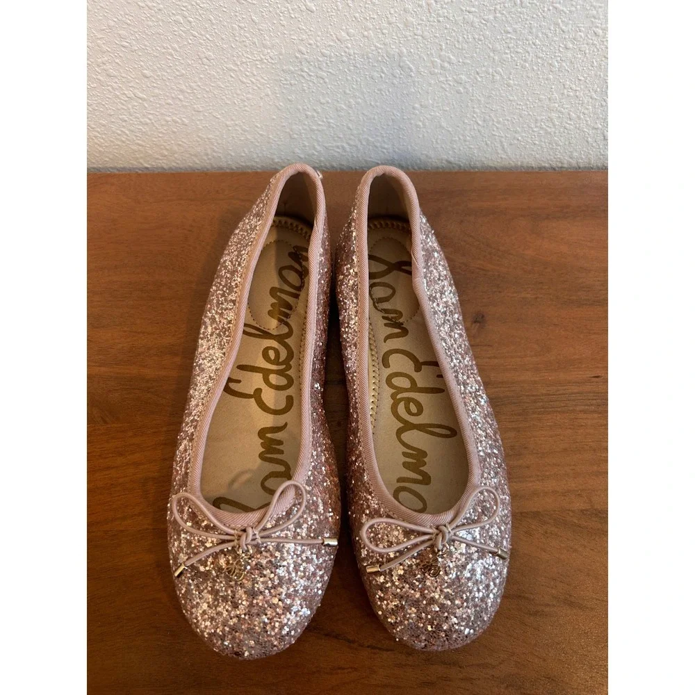 Sam Edelman Felicia Mini Rose Gold Glitter Ballet Flats‎ Girls Size 3M